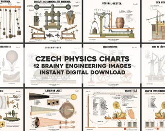 12 Vintage Czech Engineering Diagrams | HQ Image Bundle Printable Wall Art | Instant Digital Download Physical Commercial Use