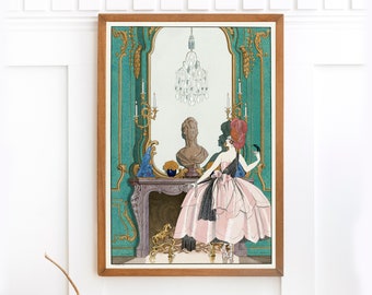 Cartel francés vintage de Mademoiselle Sorel de George Barbier / Arte de pared imprimible único / Art Nouveau 1920s Art Deco Descarga digital