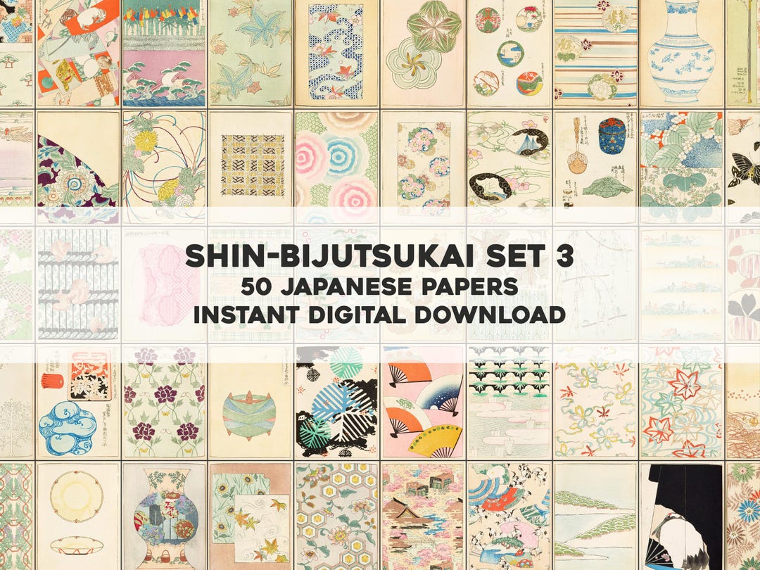 50 Japanese Design Patterns | Digital Paper Image Bundle Printable Wall ...