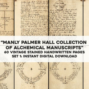 Manuscritos de alquimista 60 imágenes esotéricas manuscritas Set 1 / Paquete de imágenes restauradas HQ/Arte de pared imprimible / Descarga digital instantánea