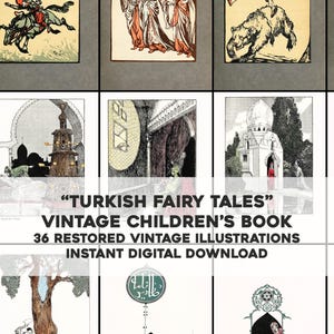 Illustrations de contes de fées turcs | Lot de 36 images restaurées HQ | Téléchargement numérique instantané Utilisation commerciale