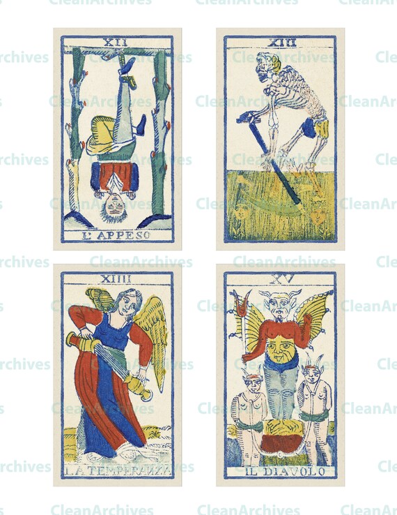 Printable Italian Tarocco Piemontese Tarot Card Deck