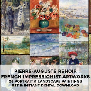 24 Pierre Renoir Impressionist Paintings | HQ Image Bundle Printable Wall Art Classic Paintings Instant Digital Download Commercial Use 8