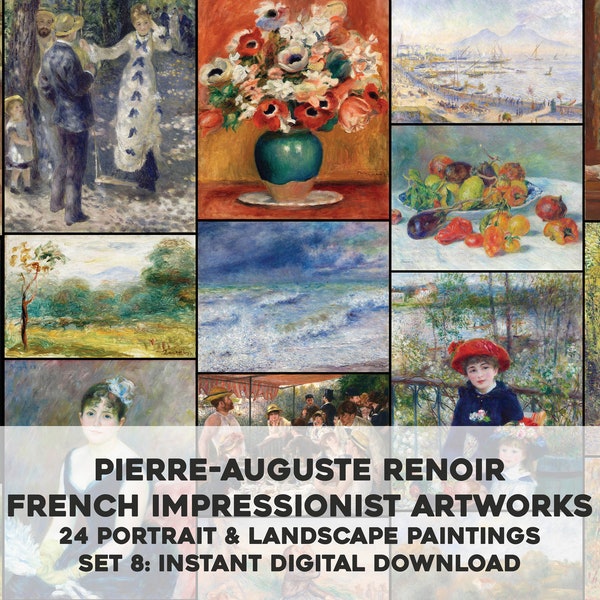 24 Pierre Renoir Impressionist Paintings | HQ Image Bundle Printable Wall Art Classic Paintings Instant Digital Download Commercial Use 8