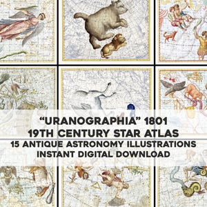 Uranographia 15 Antique Star Atlas Prints  | HQ Vintage Images Bundle | Instant Digital Download Commercial Use