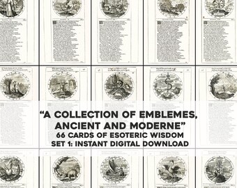 66 emblemas esotéricos antiguos y modernos arquetípicos similares al tarot / paquete de imágenes HQ / arte de pared imprimible / descarga digital instantánea uso comercial 1