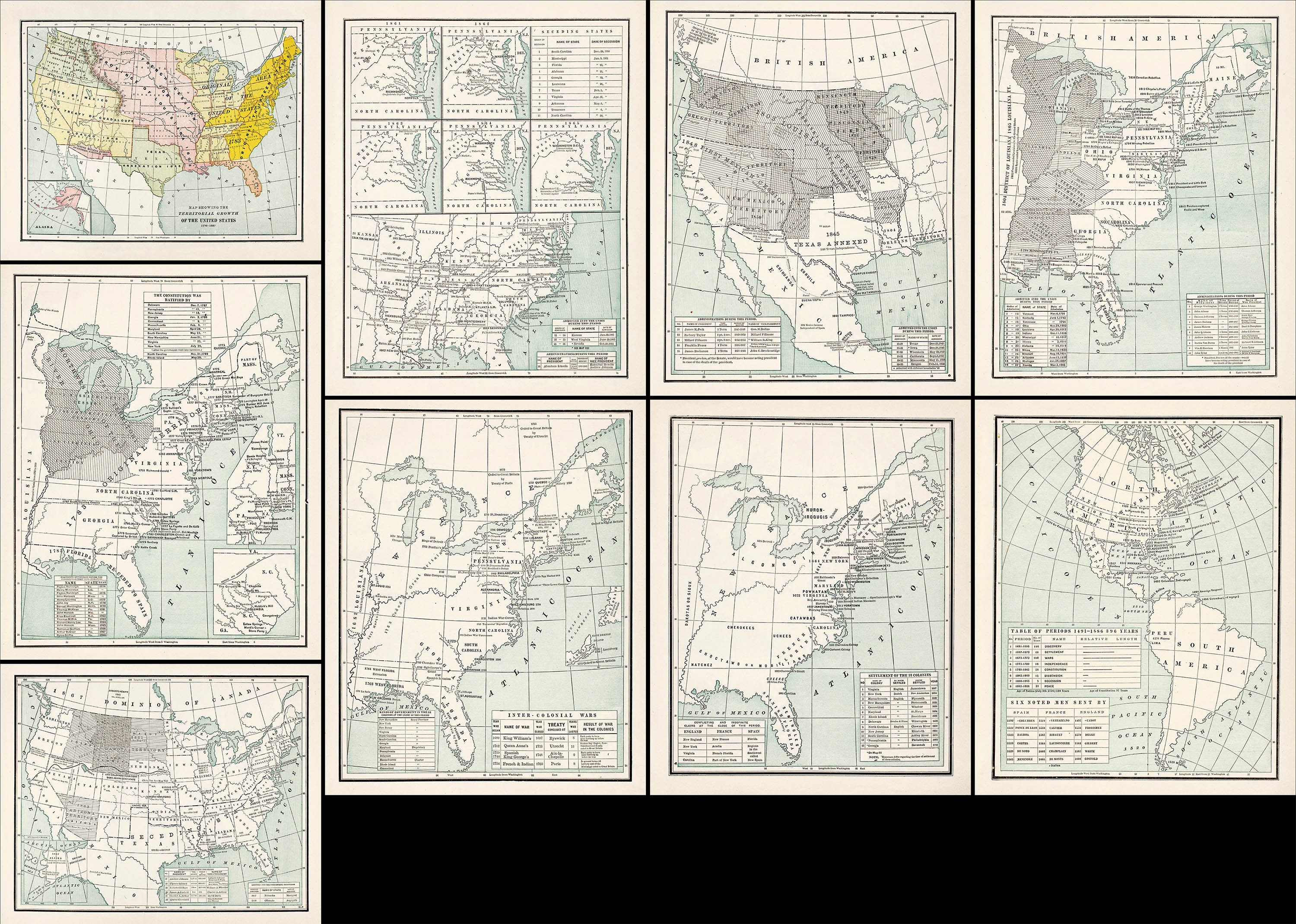 9 Vintage American Historical Maps - Il Fullxfull.4596844814 Skh6 