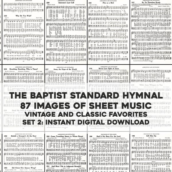 87 Baptist Standard Hymnals Church Psalms Hymns Vintage Sheet Music | HQ Image Bundle | Instant Digital Download Commercial Use 2