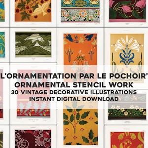 30 patrones de diseños ornamentales simples Art Deco Nouveau / Paquete de imágenes HQ Arte de pared imprimible / Descarga digital instantánea Uso comercial