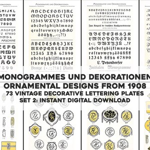 73 pages monogrammes décoratifs ornementaux, lot de 2 | Lot d'oeuvres d'art et d'artisanat d'art vintage | Téléchargement numérique instantané Utilisation commerciale