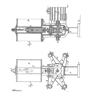 May include: A black and white line drawing of a regulator for dynamo electric machines. The drawing shows the internal workings of the regulator, including gears, levers, and other mechanical components. The drawing is labeled with numbers and letters to identify the different parts. The drawing is dated October 19, 1886, and is signed by Nikola Tesla, the inventor.