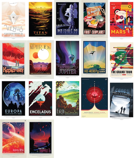 17 Awesome Space Travel Posters | HQ Image Bundle | Printable Wall