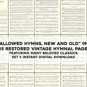 125 Hymn Pages from an Old 1909 Hymnal, Restored Vintage Sheet Music | Printable Wall Art Bundle | Instant Digital Download Commercial Use 1