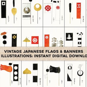 116 geweldige Japanse vlaggen en spandoeken Digitale kunstwerken | HQ afbeeldingsbundel/afdrukbare muurkunst | Instant digitale download commercieel gebruik