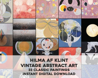 33 Hilma af Klint Abstract Paintings | Vintage Image Bundle Printable Wall Art Classic Paintings Instant Digital Download Commercial Use