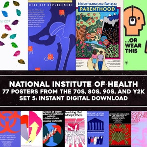 77 carteles de salud retro de los años 70, 80, 90 y Y2K / Paquete de imágenes Arte de pared imprimible Anuncio gráfico Descarga digital instantánea Uso comercial 5