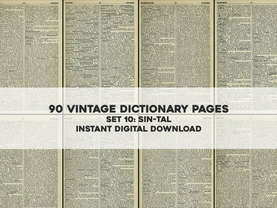 90 Vintage English Dictionary Pages Set 10 SIN-TAL | HQ
