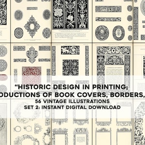 56 conceptions de couvertures d'impression de livres historiques et illustrations de bordures | lot d'images vintage | Téléchargement numérique instantané | Utilisation commerciale 2