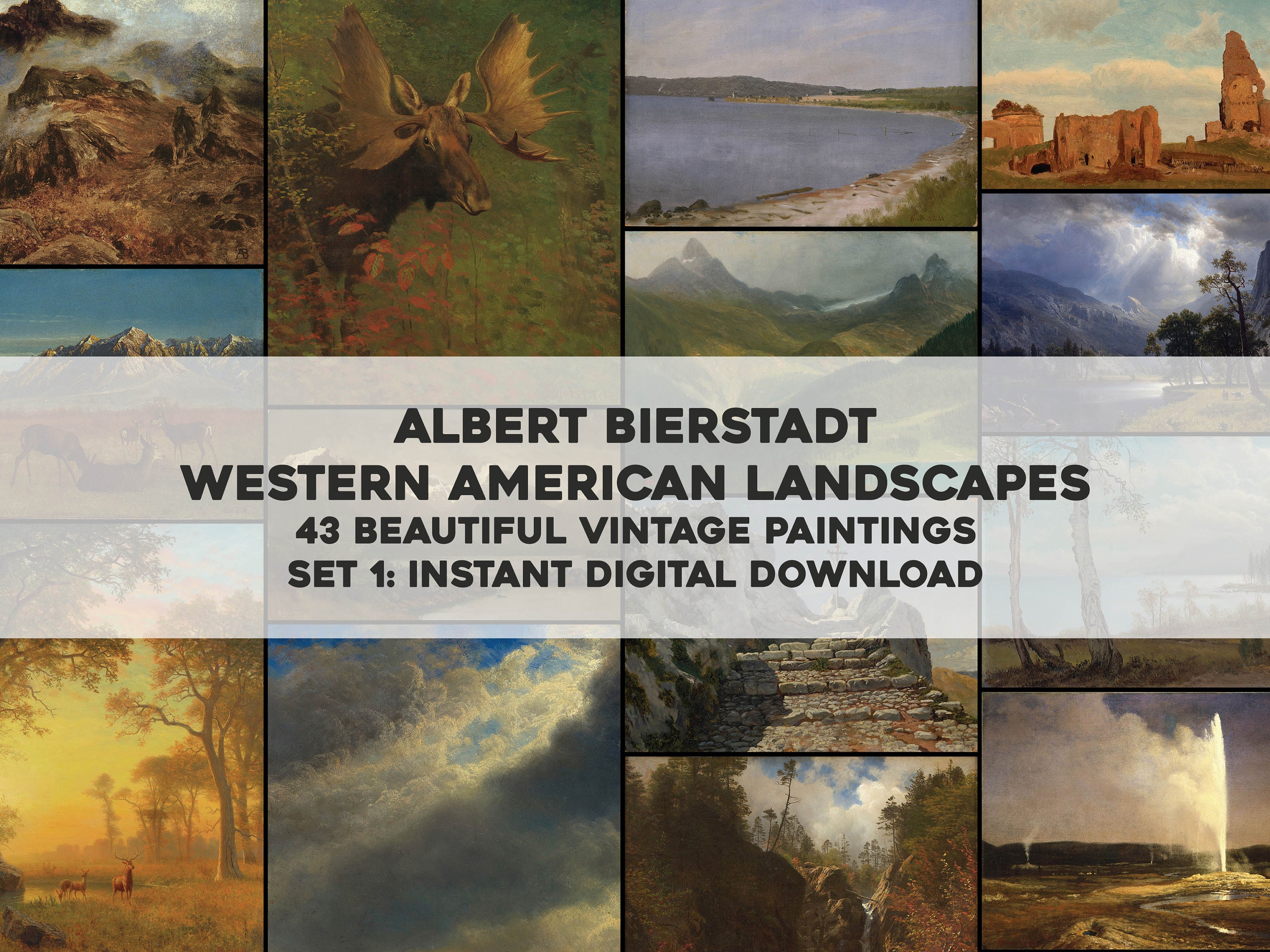 43 Western Landscape Paintings Albert Bierstadt HQ Etsy