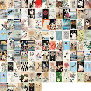 110 piezas KIT COLLAGE japonés 4"X6" -- Paquete de collage de arte de pared imprimible Descarga digital instantánea ukio-e woodblock anime estético kit 5