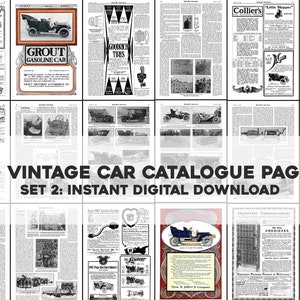 60 páginas de ilustrações de um catálogo de carros antigos | Pacote de imagens/arte de parede para impressão | Download Digital Instantâneo | Uso Comercial 2