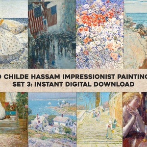 20 prachtige impressionistische schilderijen van Childe Hassam | HQ afbeelding bundel afdrukbare Wall Art | Instant digitale download commercieel gebruik 3