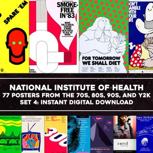 77 carteles de salud retro de los años 70, 80, 90 y Y2K / Paquete de imágenes Arte de pared imprimible Anuncio gráfico Descarga digital instantánea Uso comercial 4