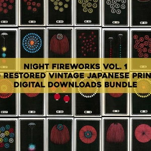 Ensemble de feux d'artifice nocturnes japonais 1 art mural/ensemble d'images de haute qualité Jinta Hirayama ornemental gravure sur bois ensemble numérique de peinture à usage commercial