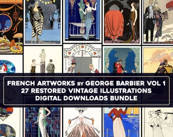 George Barbier Vol. 1 Restored High Resolution Image/Printable Wall Art bundle | 1920's Art Deco French Women Flapper Girls Commercial Use