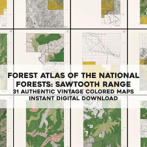 31 Vintage Karten von Sägezahngebirgskette US Forest Atlas | Bild druckbare Kunst und Handwerk Bündel | Sofortiger digitaler Download für kommerzielle Nutzung