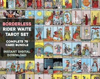 Printable Set of 78 Rider Waite Tarot Cards, Full Size Complete Deck,  Digital Downloads for Printing at Home 