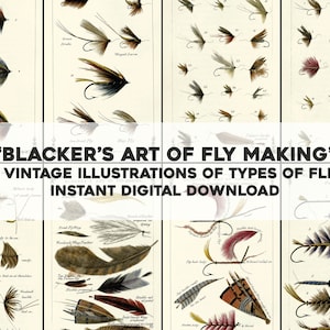 20 Blacker&#39;s Art of Fly Making Fishing Flies Illustrations | Image Bundle/Printable Wall Art | Instant Digital Download | Commercial Use