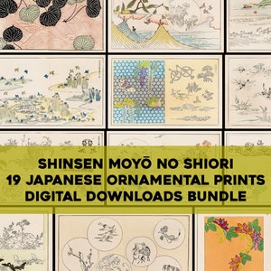 Rokkaku Shisui Ornemental Japonais Wall Art Gravure sur bois Peinture Bundle Design Patterns Téléchargement numérique Art imprimable Japon Utilisation commerciale
