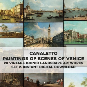 28 splendidi dipinti di paesaggi italiani veneziani Canaletto / HQ Image Bundle stampabile Wall Art / Download digitale istantaneo uso commerciale 2