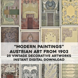 Austrian Modern Paintings | 25 Beautiful Art Nouveau Prints | Instant Download Commercial Use