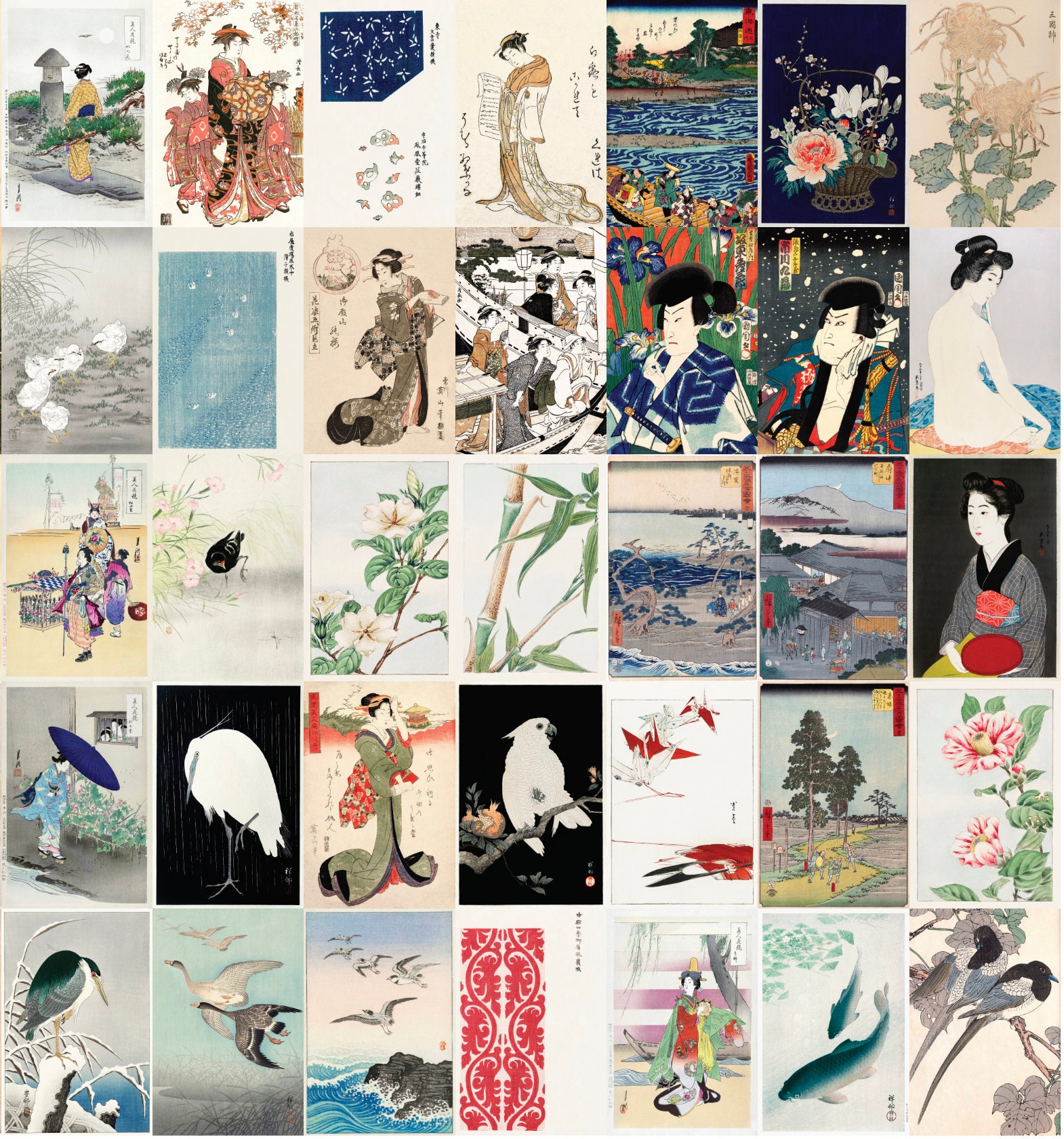 130 Pcs Japanese Artwork COLLAGE KIT SET 4"x6" Printable Wall Art ...