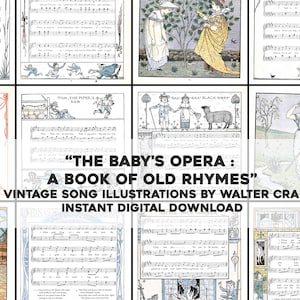 Baby's Opera Partituras ilustradas Canciones infantiles / 52 imágenes restauradas HQ / Descarga instantánea digital instantánea Uso comercial