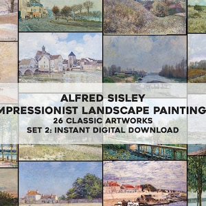 26 belas pinturas impressionistas de Alfred Sisley | Arte de parede para impressão do pacote de imagens HQ | Download digital instantâneo para uso comercial 2