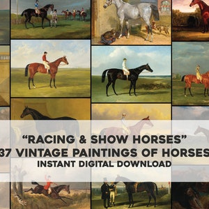 37 peintures équestres vintage de chevaux de course et de spectacle | Image Bundle Art mural imprimable | Téléchargement numérique instantané | Équitation Equitation