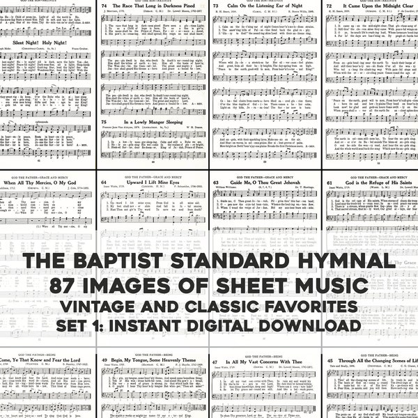 87 Baptist Standard Hymnals Church Psalms Hymns Vintage Sheet Music | HQ Image Bundle | Instant Digital Download Commercial Use 1