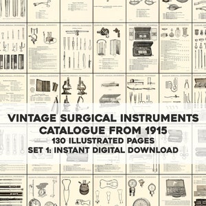 130 Chirurgische Instrument Illustraties Dokter Chirurg Anatomie Med | Afbeeldingsbundel afdrukbare kunst | Directe digitale download | Commercieel gebruik 1
