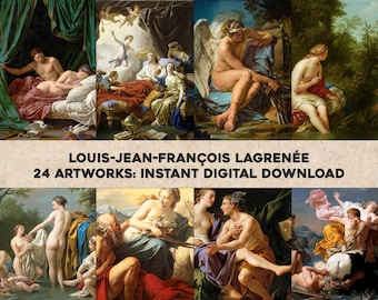 24 hermosas pinturas rococó de Louis Lagrenee mitología bíblica / paquete de imágenes arte de pared imprimible / descarga digital instantánea uso comercial