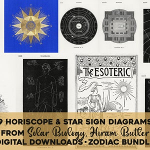 Sternzeichen & Horoskop Sternzeichen druckbare Wand Kunst Bundle Vintage Astronomie spirituelle Planeten Göttin Digitaler Download Kommerzielle Nutzung