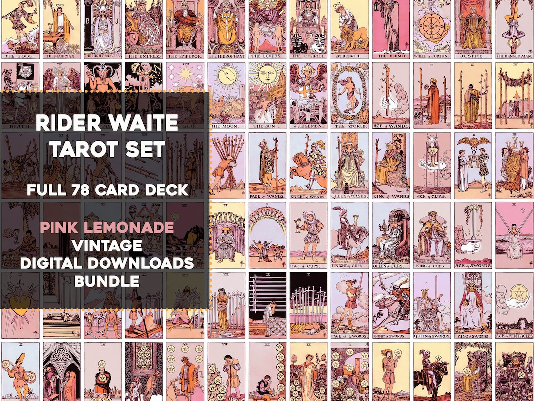Complete Set Pink Lemonade Rider Waite Smith Tarot Card Deck | High ...
