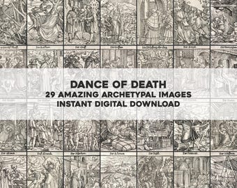 Danza de la Muerte: 29 imágenes esotéricas arquetípicas / Paquete de imágenes de alta calidad. Descarga instantánea. Uso comercial.