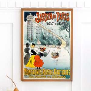 Montagnes Russes Nautiques Dites Chutes Du Niagara 1895 Anuncio francés vintage / Arte de pared imprimible / Cartel gráfico Litografía Descarga digital