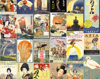 Japanese 1920's Travel Poster Advertisements 24 Pcs Image Bundle