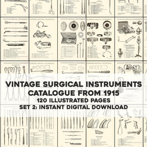 120 Surgical Instrument Illustrations Doctor Surgeon Anatomy Med | Image Bundle Printable Art | Instant Digital Download | Commercial Use 2