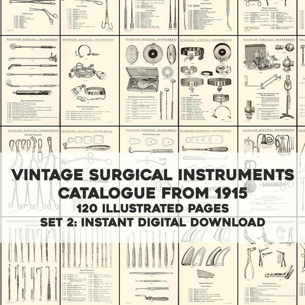 120 Surgical Instrument Illustrations Doctor Surgeon Anatomy Med | Image Bundle Printable Art | Instant Digital Download | Commercial Use 2