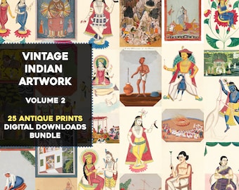 25 Ancient Indian Artworks Printable Wall Art Bundle Vintage God Goddess Spiritual Ganesha Krishna Instant Digital Download Commercial Use 2